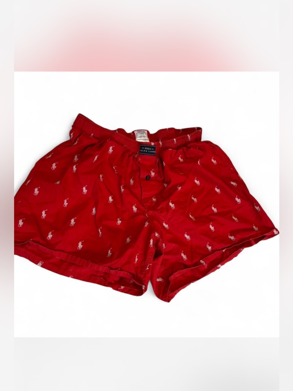 Polo Ralph Lauren Red signature pony Logo Boxer Shorts fold over y2k L